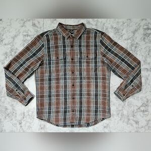 PRANA Westbrook Brown Plaid Flannel Shirt!